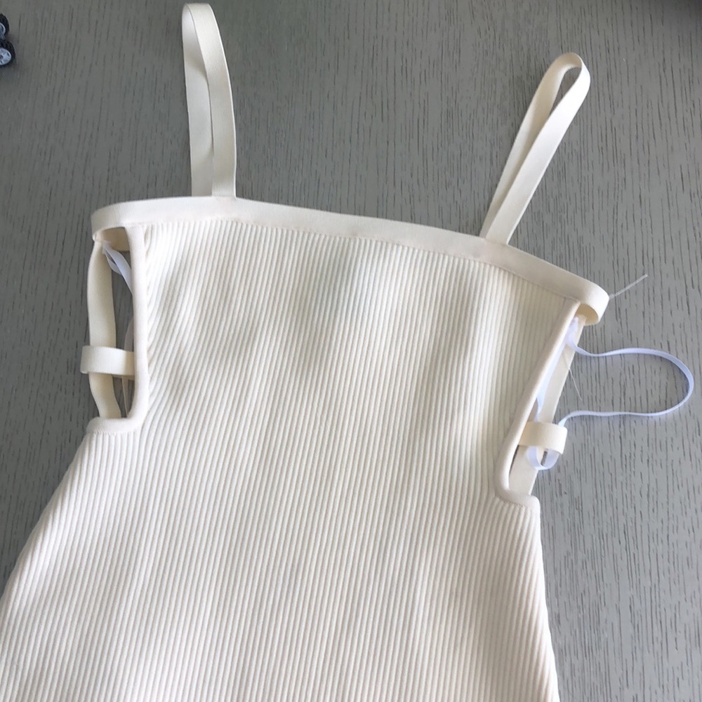 HERVE by Herve LEGER Cream Ribbed Dress Size S - Picture 6 of 12